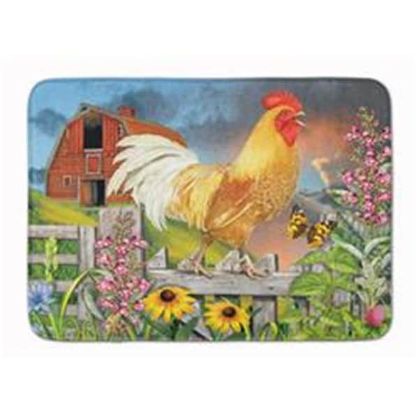 Carolines Treasures 19 x 27 in. Yellow Rooster Greeting the Day Machine Washable Memory Foam Mat PRS4024RUG - main